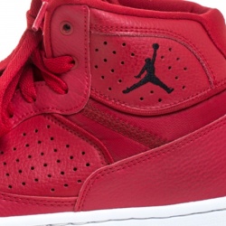 Pre Owned Jordan Red Perforated Leather Access Mid Sneakers Size 42