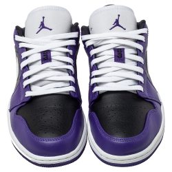 Pre Owned Air Jordan Purple Black Leather Air Jordan 1 Low Top Sneakers Size 43