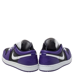 Pre Owned Air Jordan Purple Black Leather Air Jordan 1 Low Top Sneakers Size 43