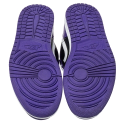 Pre Owned Air Jordan Purple Black Leather Air Jordan 1 Low Top Sneakers Size 43