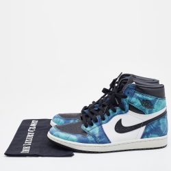 Pre Owned Air Jordan Multicolor Leather Tie Dye Air Jordan 1 Retro High Top Sneakers Size 44.5