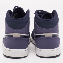 Air Jordan's Multicolor Leather and Nubuck Leather Jordan 1 Mid Obsidian Sneakers Size 44