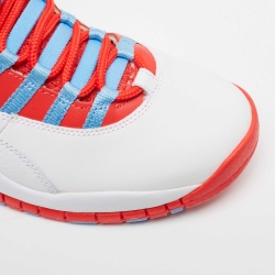 Pre Owned Air Jordans White/Red Leather Jordan 10 Retro Chicago Flag Sneakers Size 43 