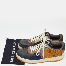 Pre Owned Nike Air Multicolor Leather And Canvas Force 1 Low Travis Scott Cactus Jack Sneakers Size 47.5