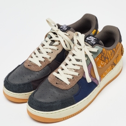 Pre Owned Nike Air Multicolor Leather And Canvas Force 1 Low Travis Scott Cactus Jack Sneakers Size 47.5