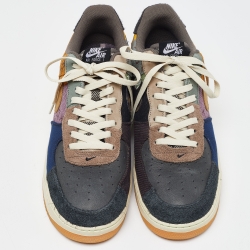 Pre Owned Nike Air Multicolor Leather And Canvas Force 1 Low Travis Scott Cactus Jack Sneakers Size 47.5