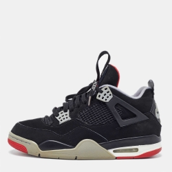 Nike Air Jordans 4 Retro Bred Black Faux Suede High Top Sneakers Size 44 Air  Jordans | TLC