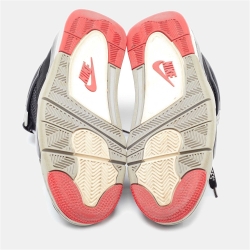 Pre Owned Nike Air Jordans 4 Retro Bred Black Faux Suede High Top Sneakers Size 44