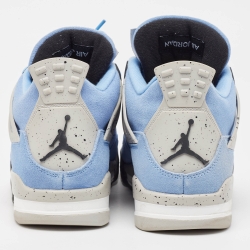 Pre Owned Air Jordans Blue Suede Jordan 4 Retro University Blue Sneakers Size 42.5