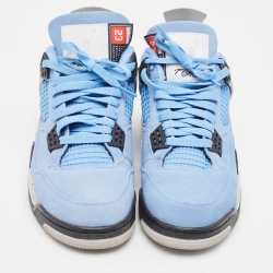 Pre Owned Air Jordans Blue Suede Jordan 4 Retro University Blue Sneakers Size 42.5
