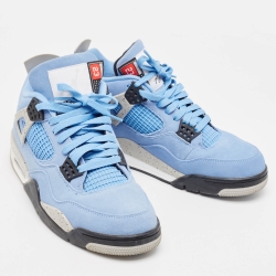 Pre Owned Air Jordans Blue Suede Jordan 4 Retro University Blue Sneakers Size 42.5