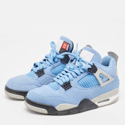Pre Owned Air Jordans Blue Suede Jordan 4 Retro University Blue Sneakers Size 42.5