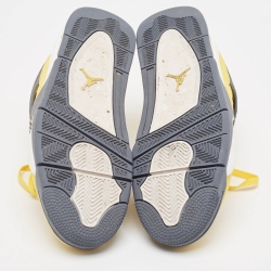 Pre Owned Air Jordans Yellow Leather Jordan 4 Retro Lightning Sneakers Size 44.5