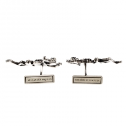 Alexander McQueen Dancing Skeleton Silver Tone Cufflinks