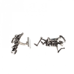 Alexander McQueen Dancing Skeleton Silver Tone Cufflinks
