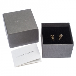 Pre Owned Alexander McQueen Antique Gold Tone King and Queen Skull Cufflinks
