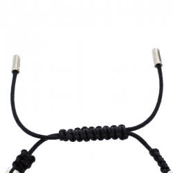 Pre Owned Alexander McQueen Silver Tone and Leather Skull Friendship Bracelet