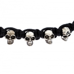 Pre Owned Alexander McQueen Silver Tone and Leather Skull Friendship Bracelet