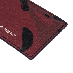 Alexander McQueen Red Camo Leather Dancing Skeleton Card Holder       