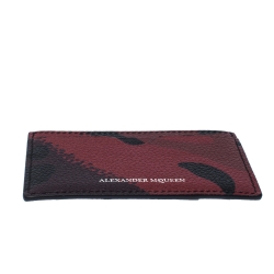 Alexander McQueen Red Camo Leather Dancing Skeleton Card Holder       