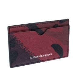 Alexander McQueen Red Camo Leather Dancing Skeleton Card Holder       