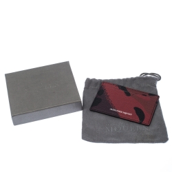 Alexander McQueen Red Camo Leather Dancing Skeleton Card Holder       