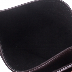 Pre Owned Alexander McQueen Dark Burgundy Crocodile Embossed Leather Skull Card Holder