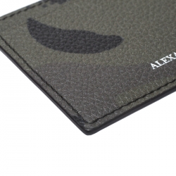 Alexander McQueen Green Camo Dancing Skeleton Leather Card Holder