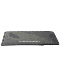Alexander McQueen Green Camo Dancing Skeleton Leather Card Holder