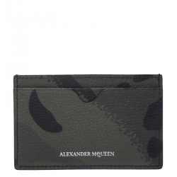 Alexander McQueen Green Camo Dancing Skeleton Leather Card Holder