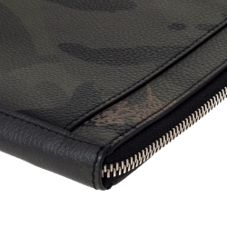 Alexander McQueen Green Camouflage Leather Dancing Skeleton Pouch