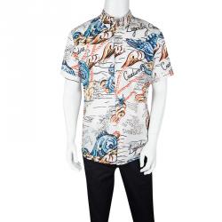 Pre Owned Alexander McQueen Off White Printed Button Down Legendary Creature Shirt 2XL