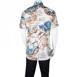 Pre Owned Alexander McQueen Off White Printed Button Down Legendary Creature Shirt 2XL