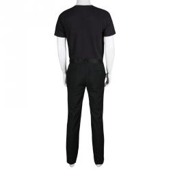 Pre Owned Alexander McQueen Black Satin Wasitband Detail Tuxedo Trousers M
