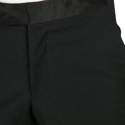 Pre Owned Alexander McQueen Black Satin Wasitband Detail Tuxedo Trousers M