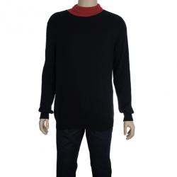 Pre Owned Alexander McQueen Black Cashmere Wool Contrast Rollneck Jumper XL