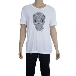 مملوكة مسبقًا Alexander McQueen Men's White Embroidered Skull T-shirt L