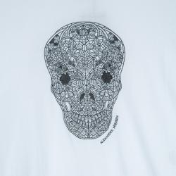 مملوكة مسبقًا Alexander McQueen Men's White Embroidered Skull T-shirt L