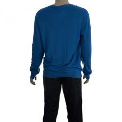 Pre Owned Alexander McQueen Blue Skull Detailed Sweater XL
