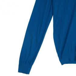 Pre Owned Alexander McQueen Blue Skull Detailed Sweater XL