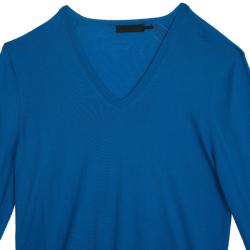 Pre Owned Alexander McQueen Blue Skull Detailed Sweater XL