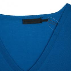 Pre Owned Alexander McQueen Blue Skull Detailed Sweater XL