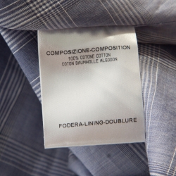 Pre Owned Alexander McQueen Blue Cotton Tartan Plaid Asymmetric Hem Draped Shirt M