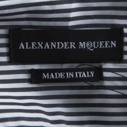 مملوكة مسبقًا Alexander McQueen Black & White Striped Cotton Rib Cage Stitch Full Sleeve Shirt XL