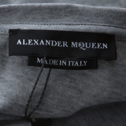 Pre Owned Alexander McQueen Grey Rose Printed Cotton  T-Shirt XXL 