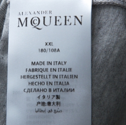 Pre Owned Alexander McQueen Grey Rose Printed Cotton  T-Shirt XXL 