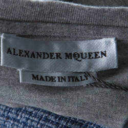 Pre Owned Alexander McQueen Grey Exploded Skull Printed Cotton T-Shirt XL