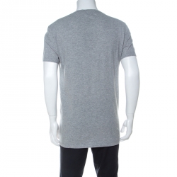 Pre Owned Alexander McQueen Grey Exploded Skull Printed Cotton T-Shirt XL