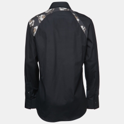 Alexander McQueen Black Cotton Floral Print Harness Shirt 2XL