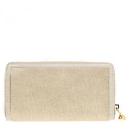 Pre Owned Alexander McQueen Metallic Slice Continental Zip Wallet
